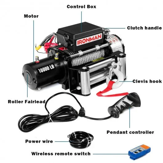 10000 lbs 12V Remote Control  Electric Recovery Winch