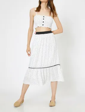 11840 White Dotted Midi Skirt