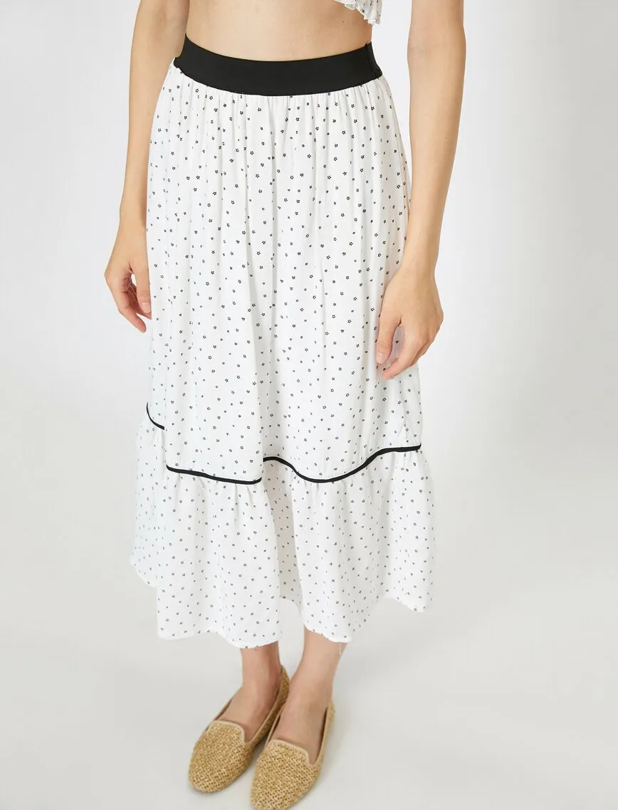 11840 White Dotted Midi Skirt