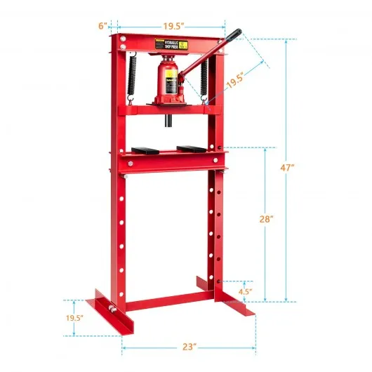 12-Ton H-Frame Plates Hydraulic Shop Press