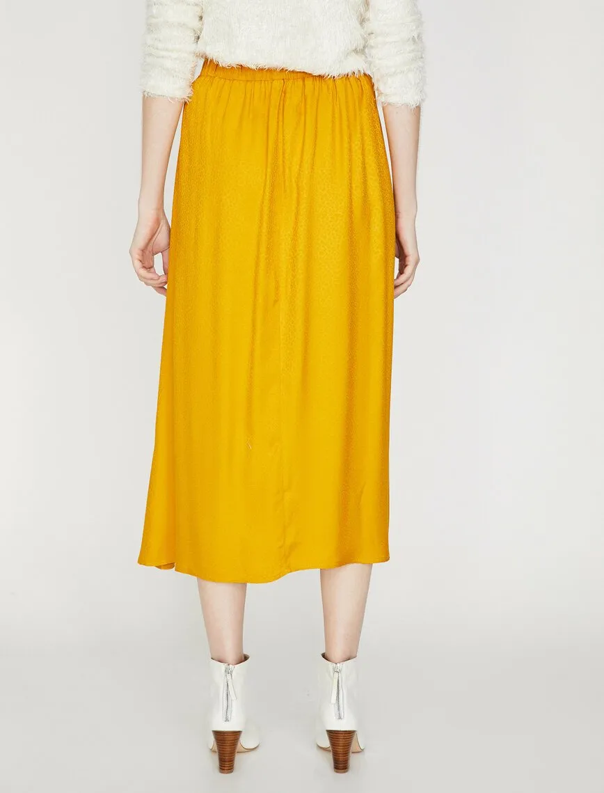 12169 Mustard Tie Waist Midi Skirt