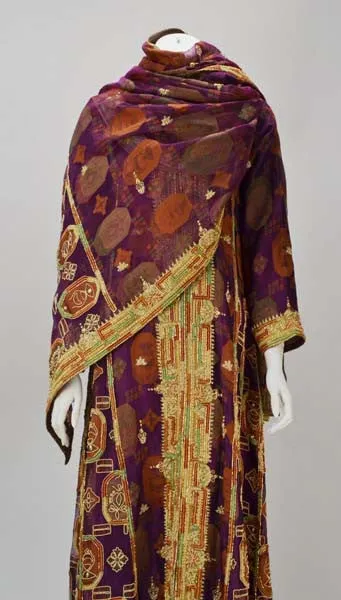 1970s Indian Multi Color Embroidered Kaftan Ensemble