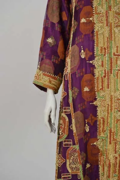 1970s Indian Multi Color Embroidered Kaftan Ensemble