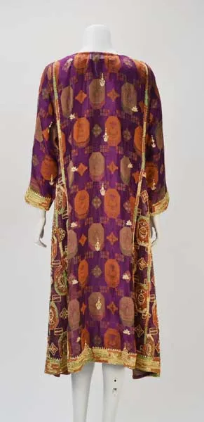 1970s Indian Multi Color Embroidered Kaftan Ensemble