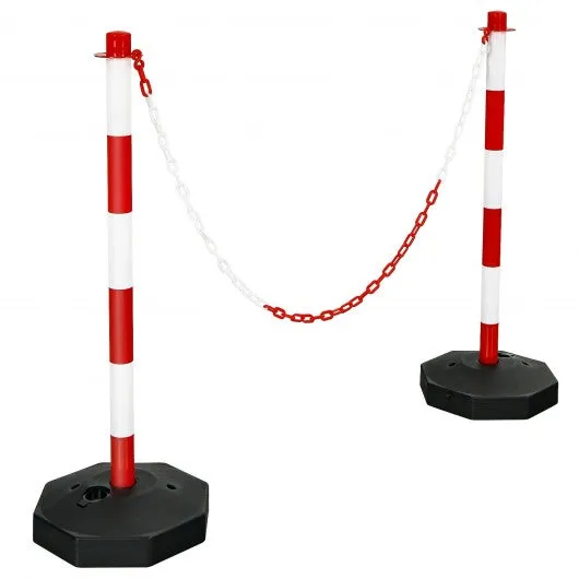 2 Pack 34'' Traffic Delineator Poles with Fillable Base-White