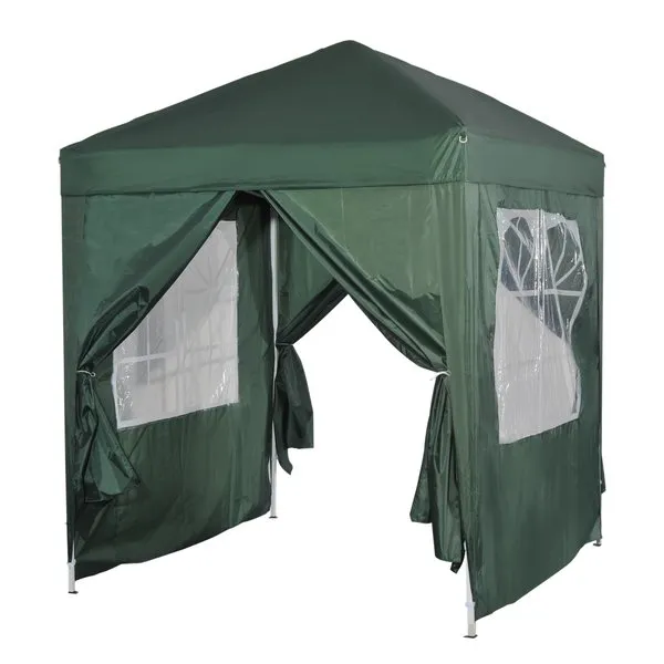 2 X 2m Pop-Up Gazebo Canopy Outdoor Shelter For Weddings, Picnics, Sports Events, Camping Trips - Green