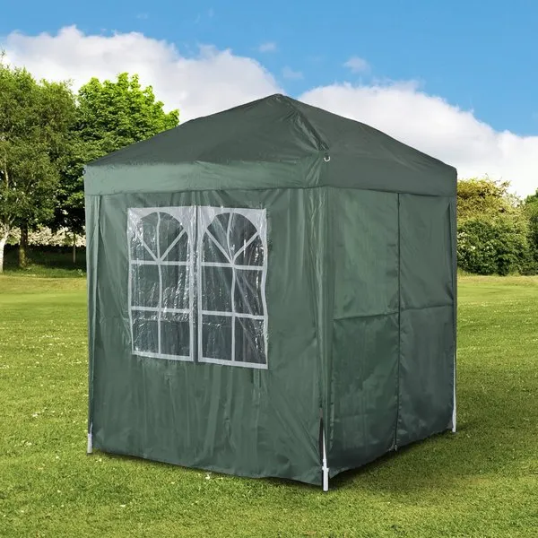 2 X 2m Pop-Up Gazebo Canopy Outdoor Shelter For Weddings, Picnics, Sports Events, Camping Trips - Green