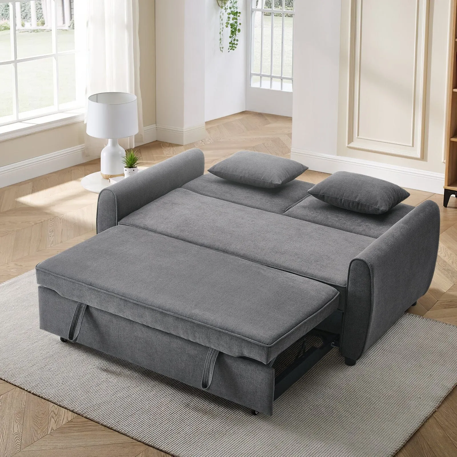 3 in 1 Grey Convertible Sofa Bed lounger 164cm Wide