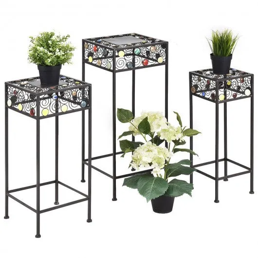 3 pcs Square Ceramic Beads Decor Metal Plant Stand