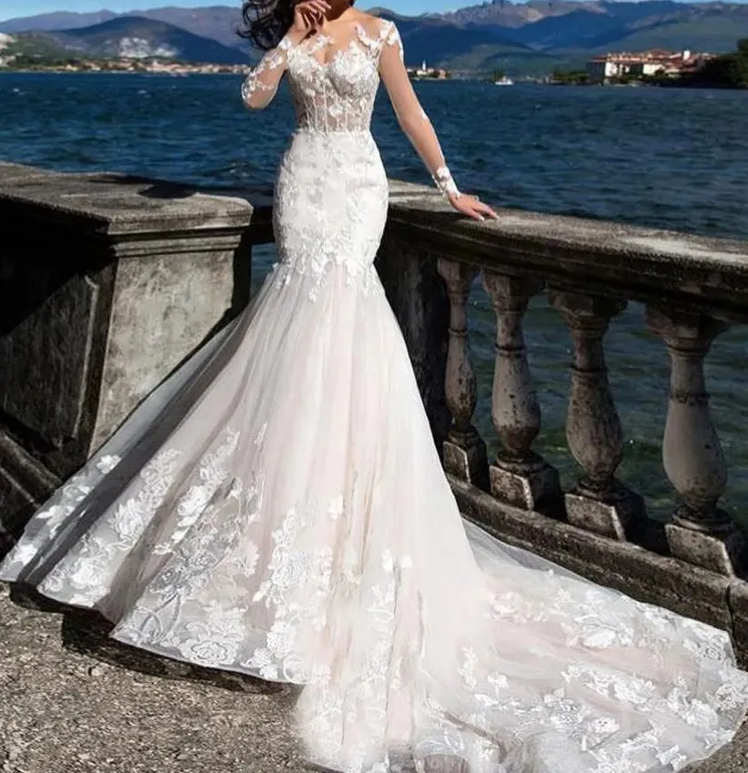 3D Floral Trumpet Wedding Gown All Sizes