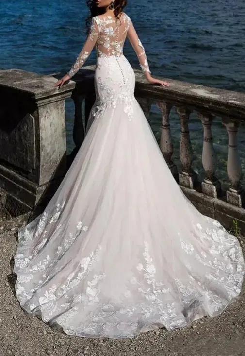 3D Floral Trumpet Wedding Gown All Sizes