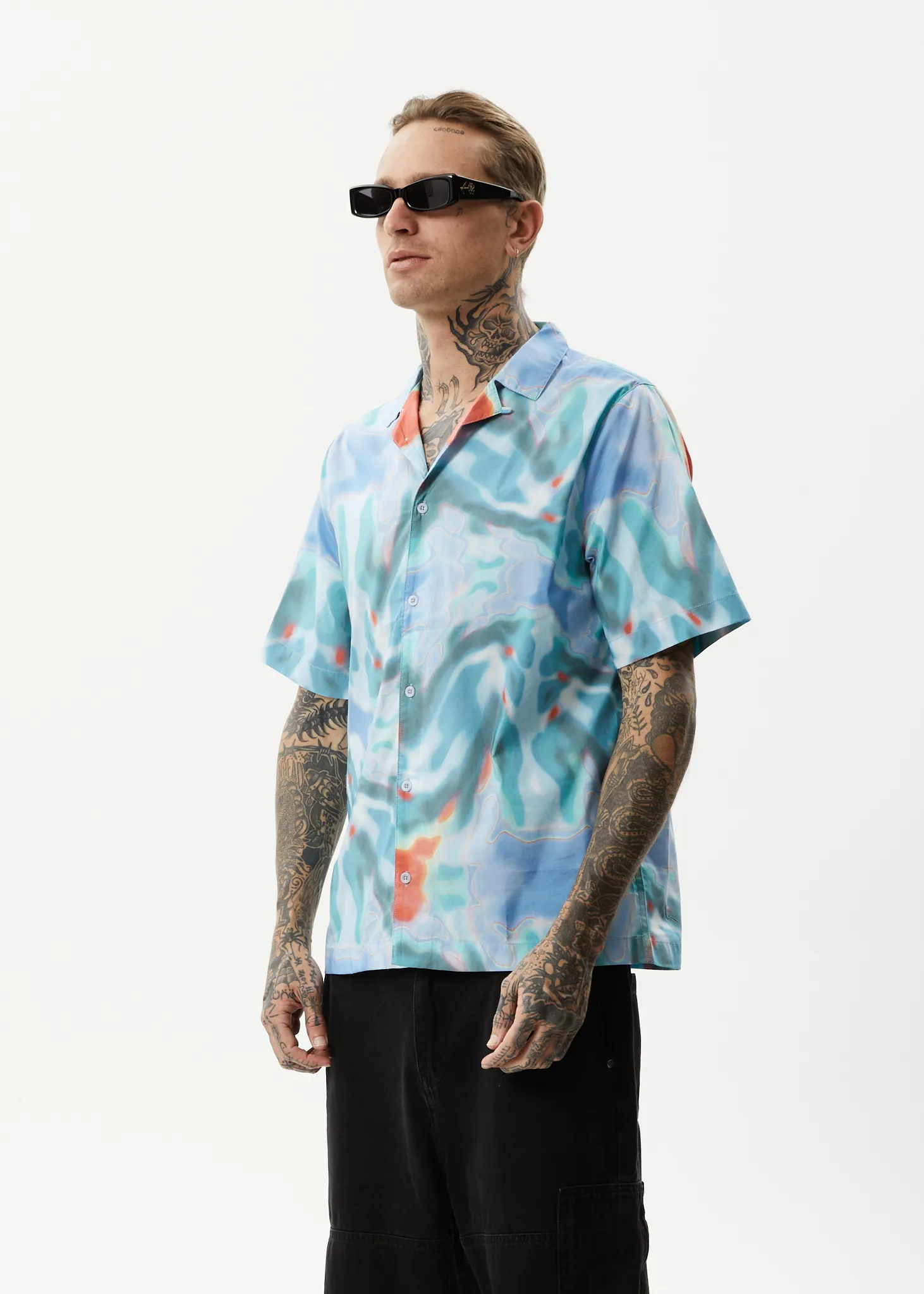 AFENDS Mens Thermal - Cuban Short Sleeve Shirt - Multi