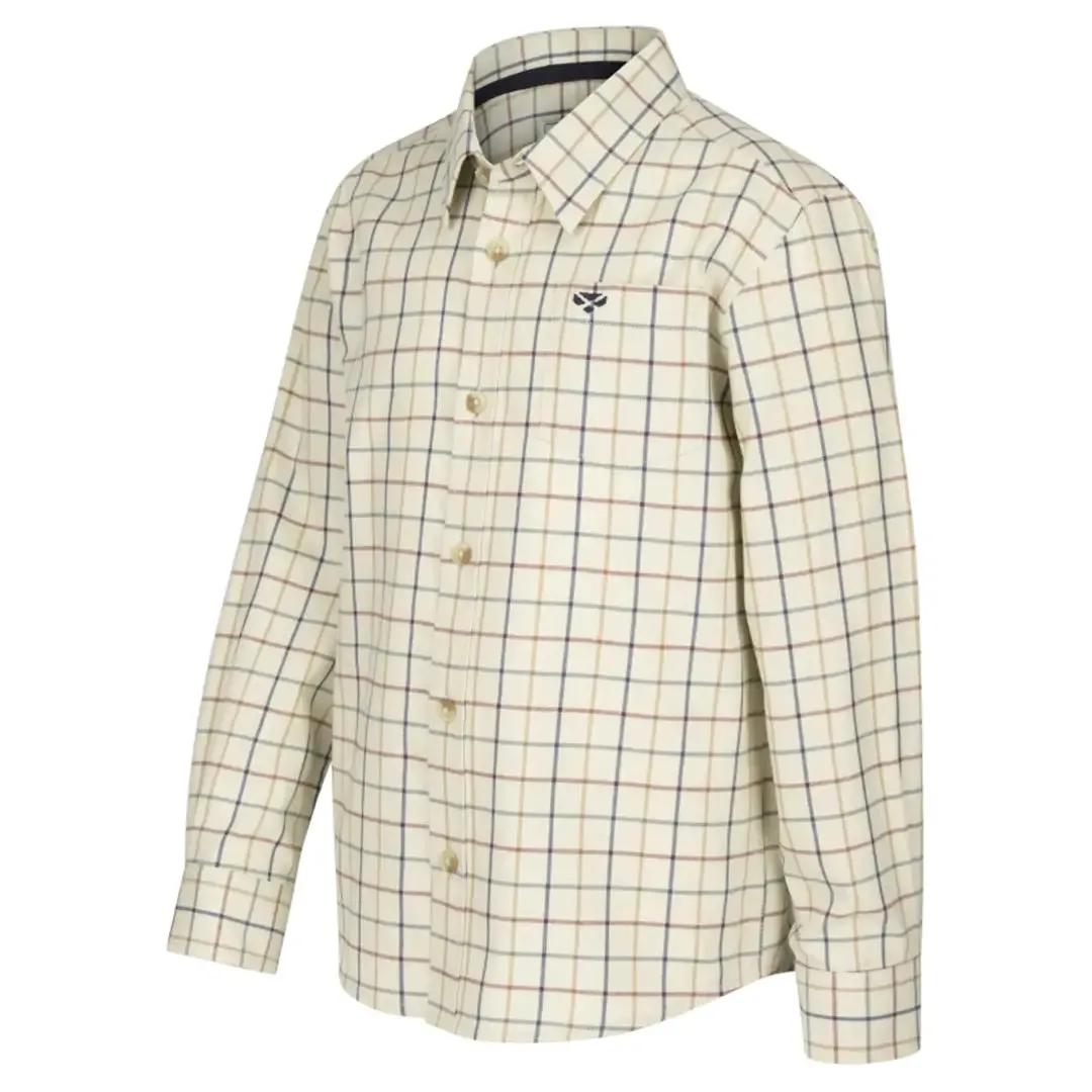 Ambassador Junior Premier Tattersall Shirt - Ivory/Navy by Hoggs of Fife