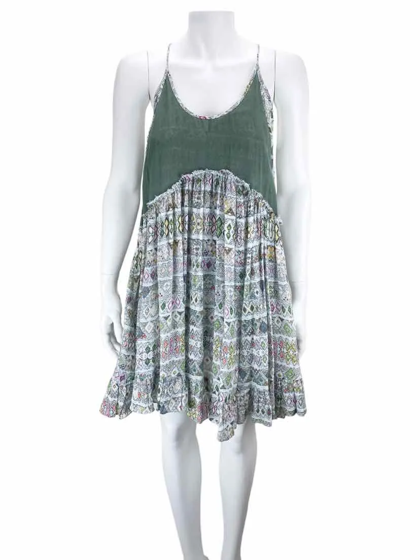 Anthropologie Carolina K, Women's Layered Diamond Dress, Sage/Multi, Size S