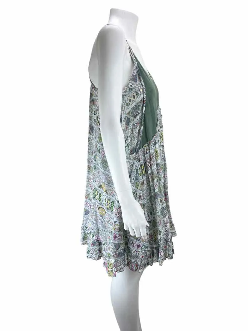 Anthropologie Carolina K, Women's Layered Diamond Dress, Sage/Multi, Size S