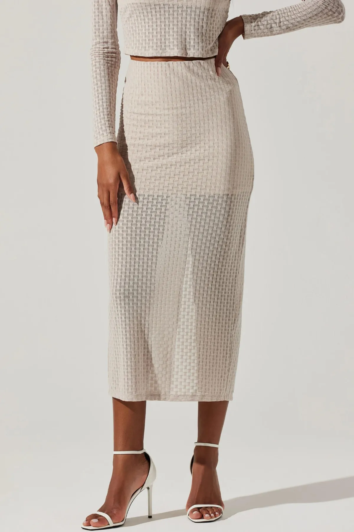 ASTR THE LABEL - INDAH SEMI SHEER OVERLAY MIDI SKIRT