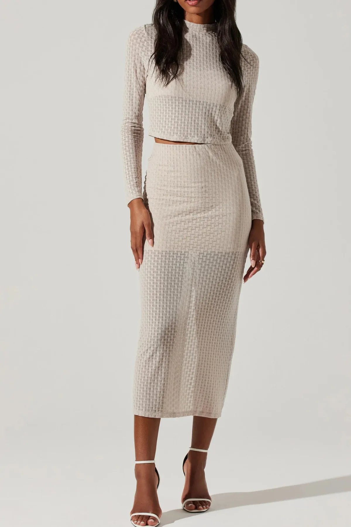 ASTR THE LABEL - INDAH SEMI SHEER OVERLAY MIDI SKIRT