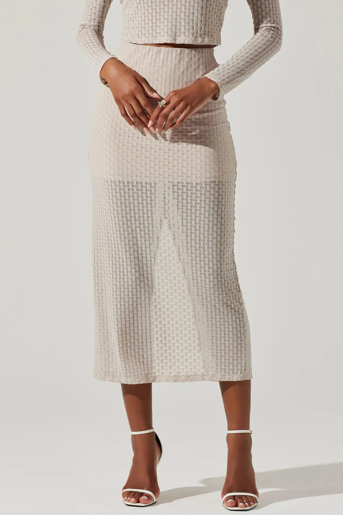 ASTR THE LABEL - INDAH SEMI SHEER OVERLAY MIDI SKIRT