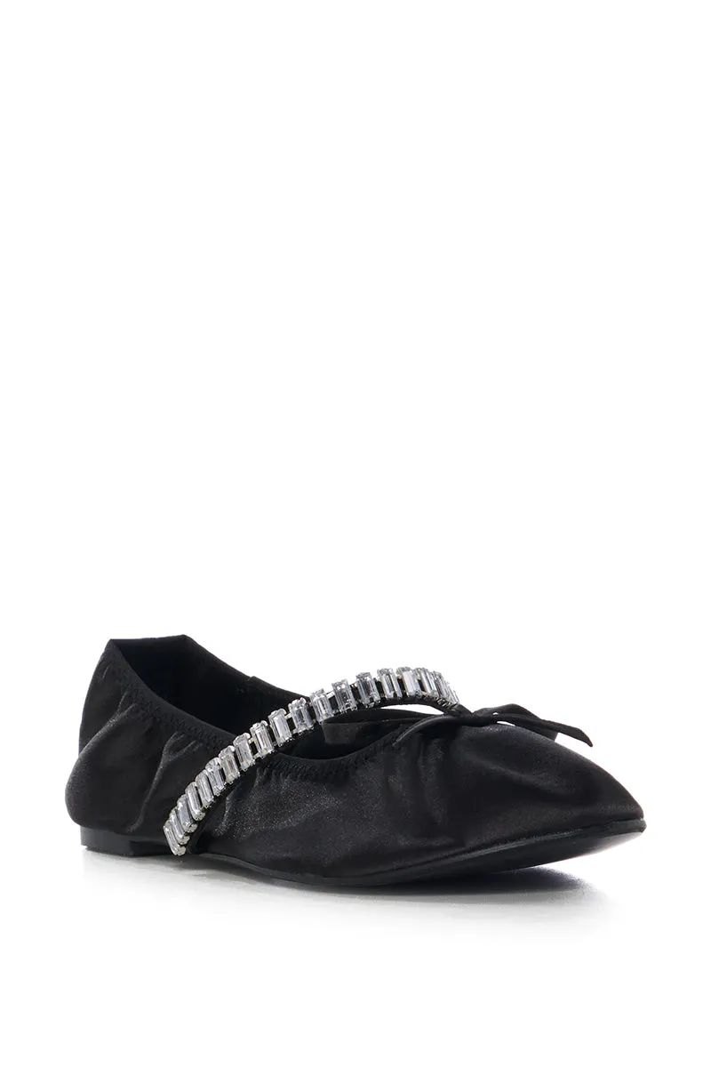 AZALEA WANG BALLET DIAMANTE BLACK FLAT