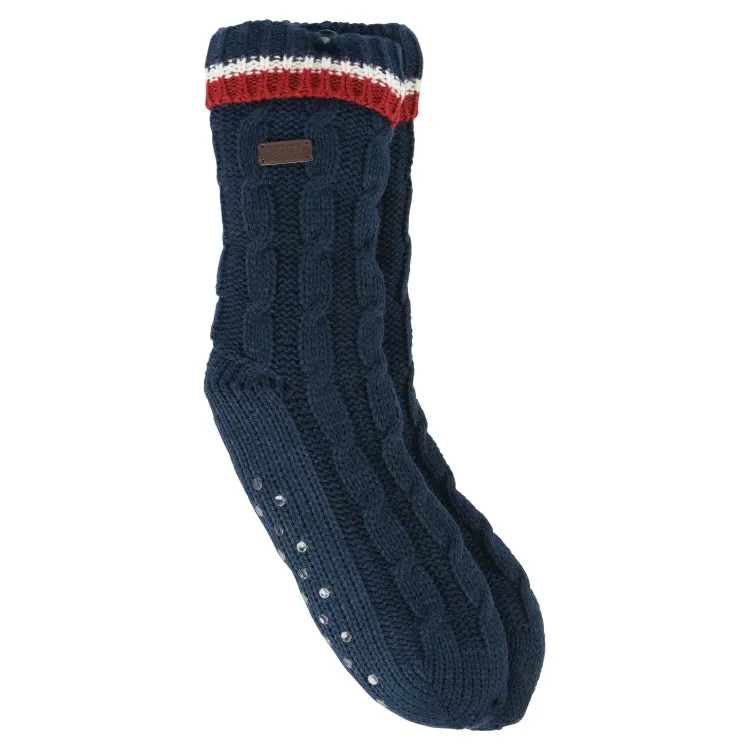 Barbour Cable Knit Lounge Socks - Navy/Cranberry