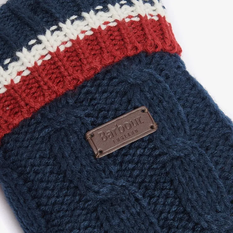 Barbour Cable Knit Lounge Socks - Navy/Cranberry