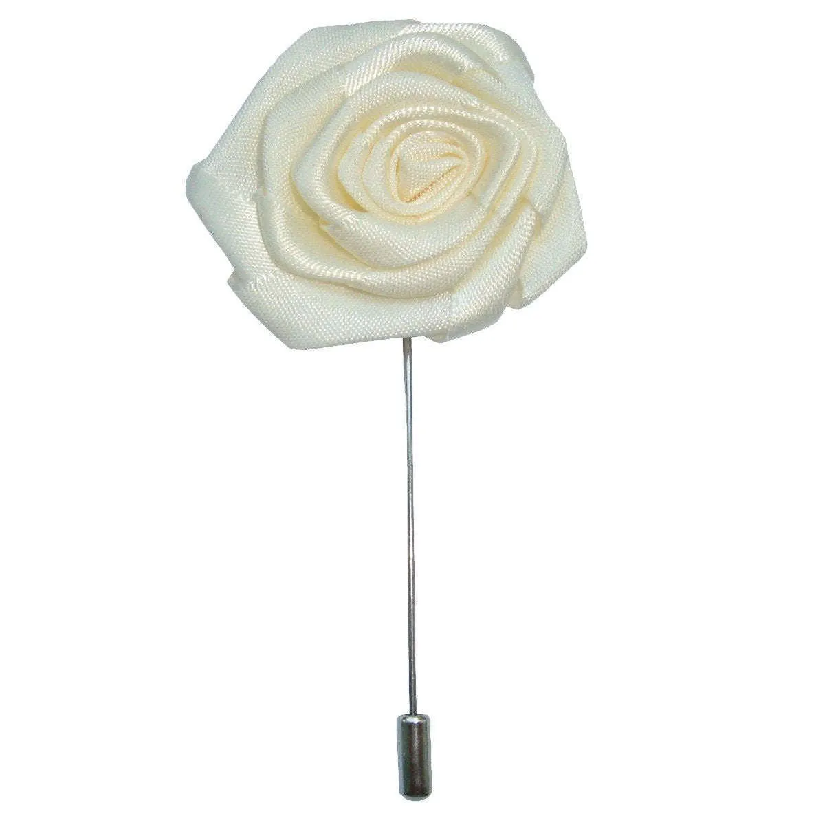 Bassin and Brown Rose Flower Lapel Pin - White