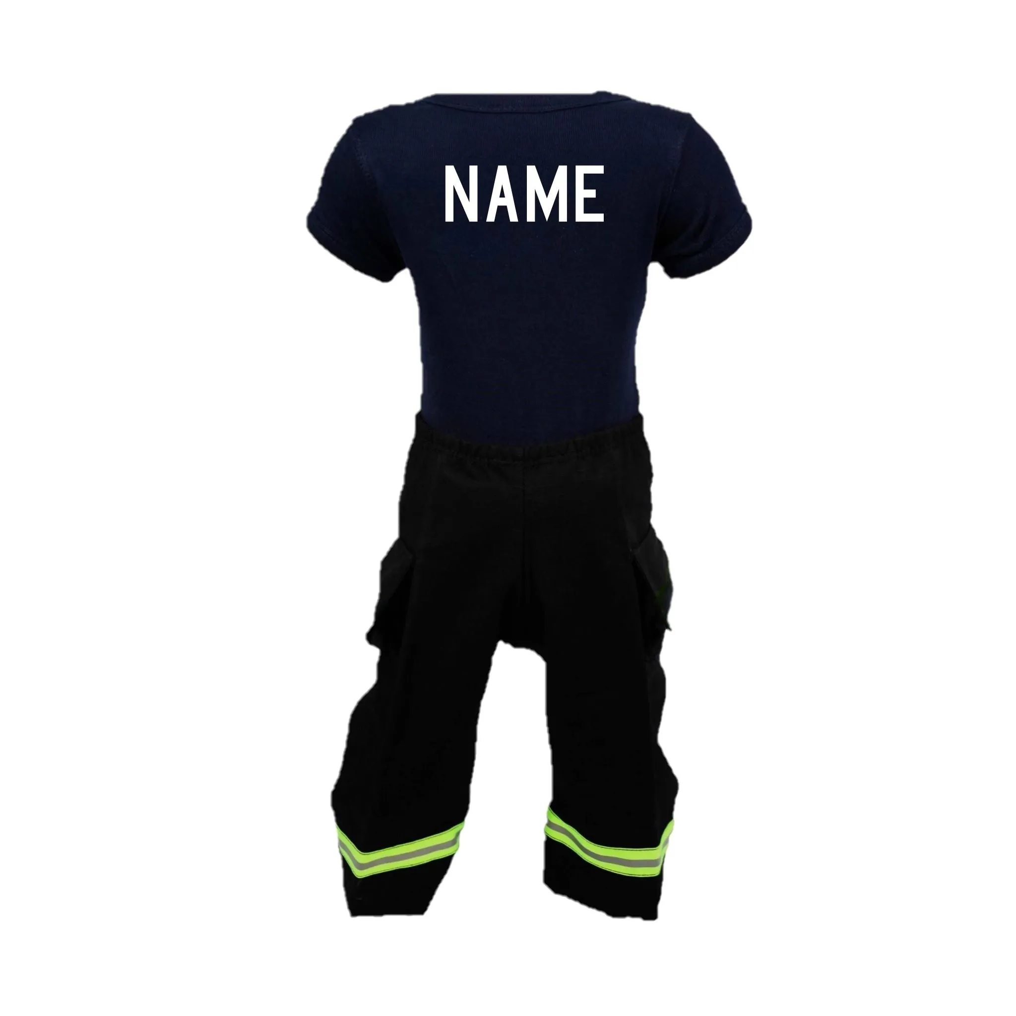 BIRTHDAY Firefighter Personalized BLACK 2PC Baby Outfit