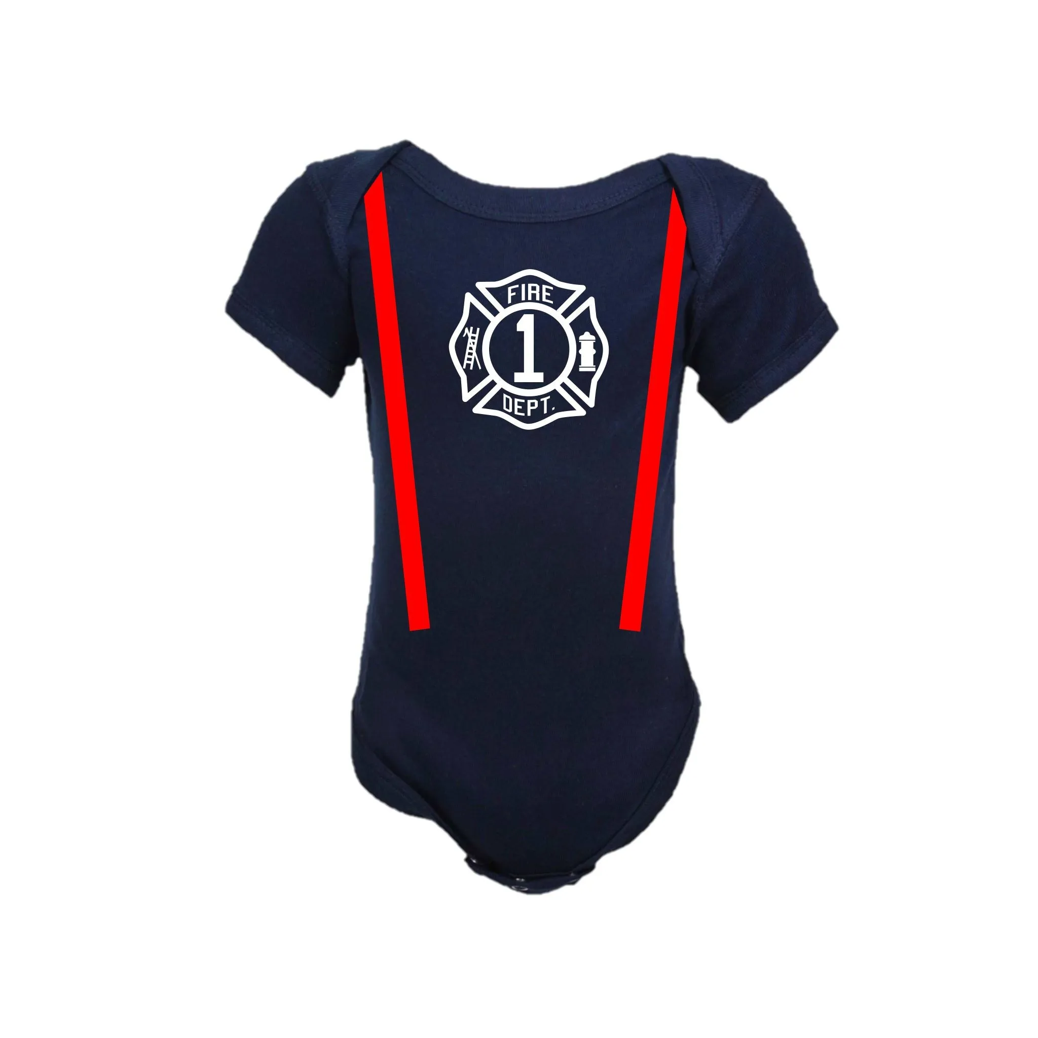 BIRTHDAY Firefighter Personalized BLACK 2PC Baby Outfit