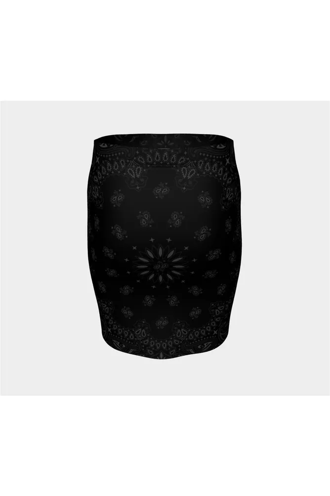 Black Bandana Fitted Skirt