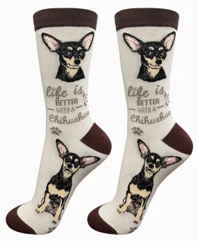 Black Chihuahua Dog Crew Socks -Unisex