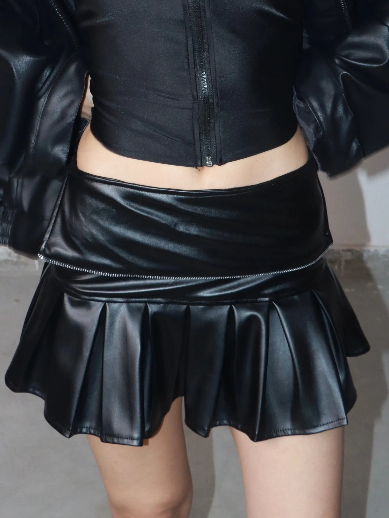 Black leather tennis skirt