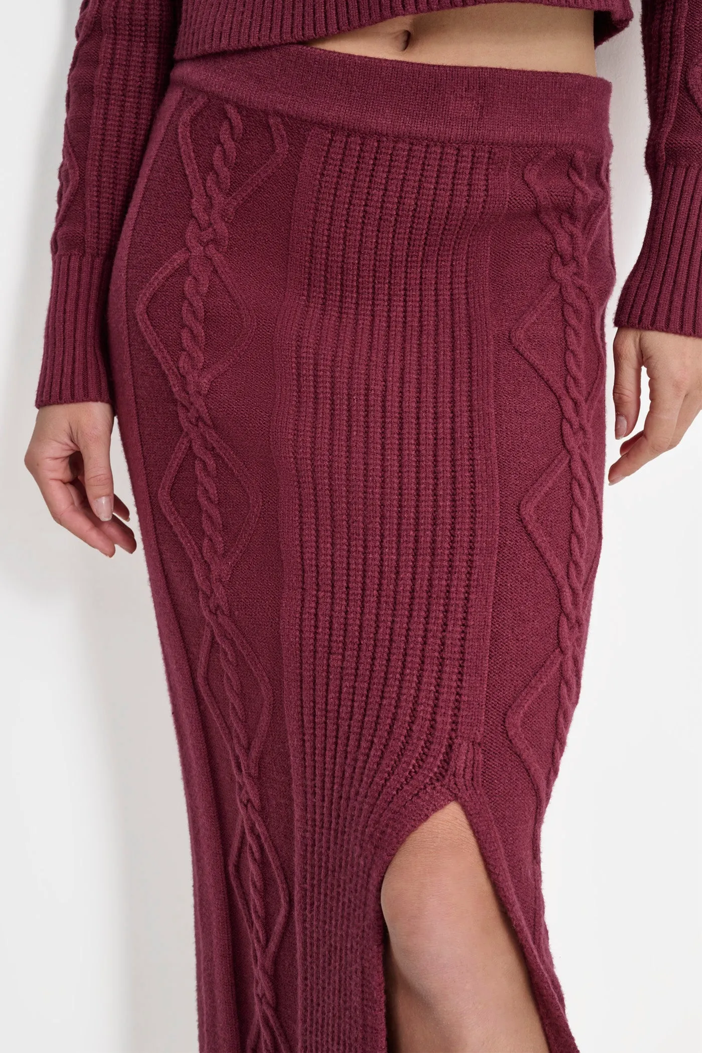 CABLE AND RIB SWEATER SKIRT