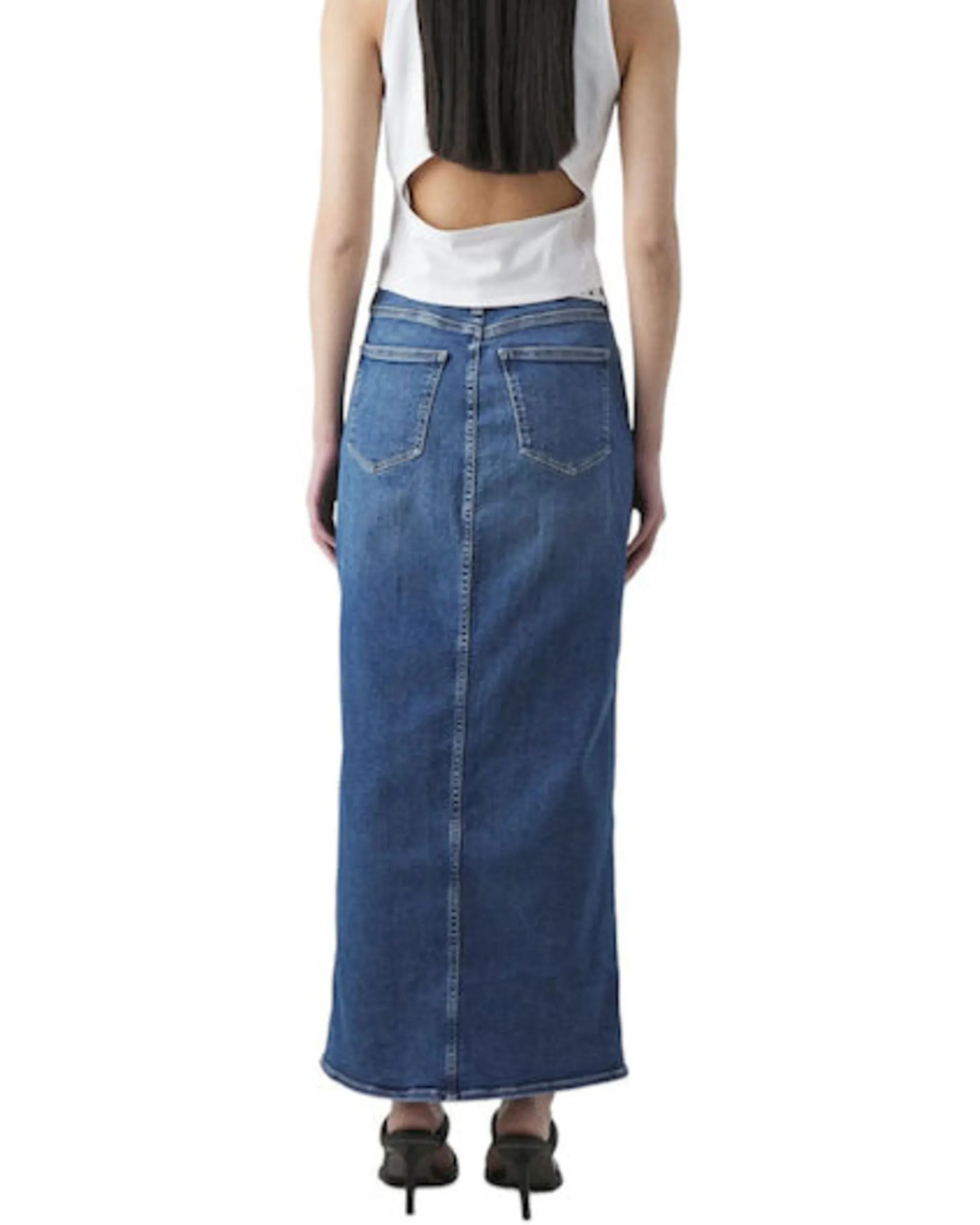 Calvin Klein Front Split Midi Denim Skirt Denim Medium