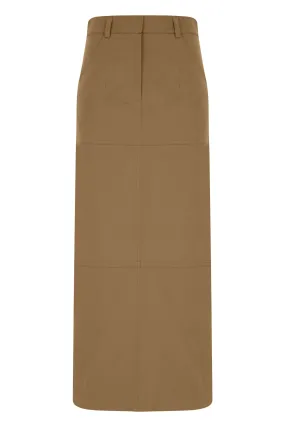 Camel Canvas Midi Skirt