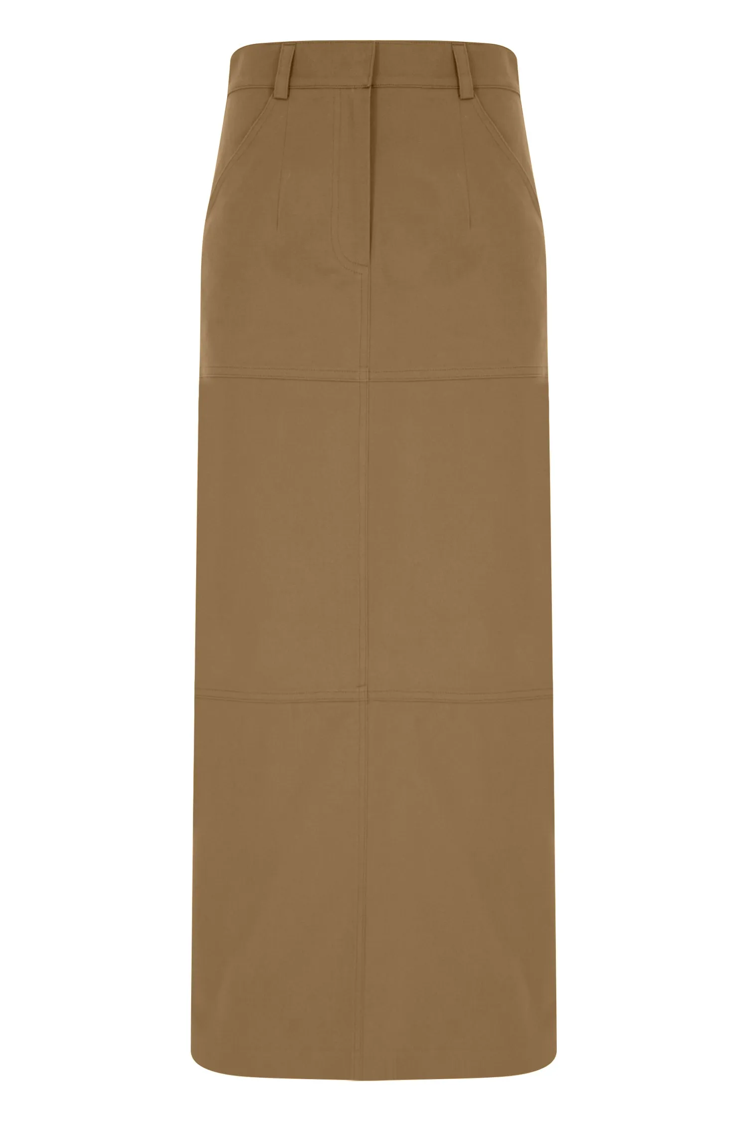 Camel Canvas Midi Skirt