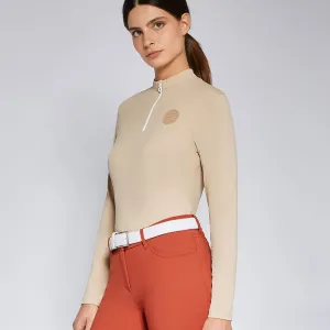 Cavalleria Toscana Tech Pique Zip Base Layer - Beige