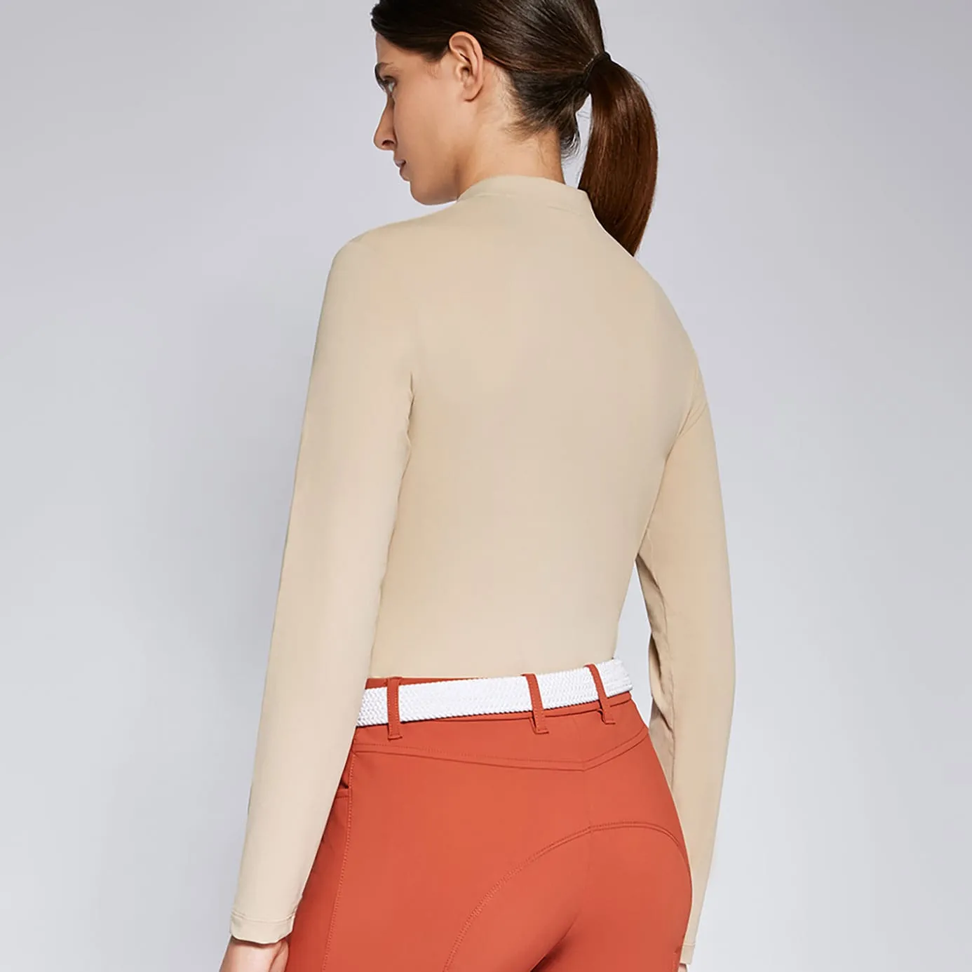 Cavalleria Toscana Tech Pique Zip Base Layer - Beige