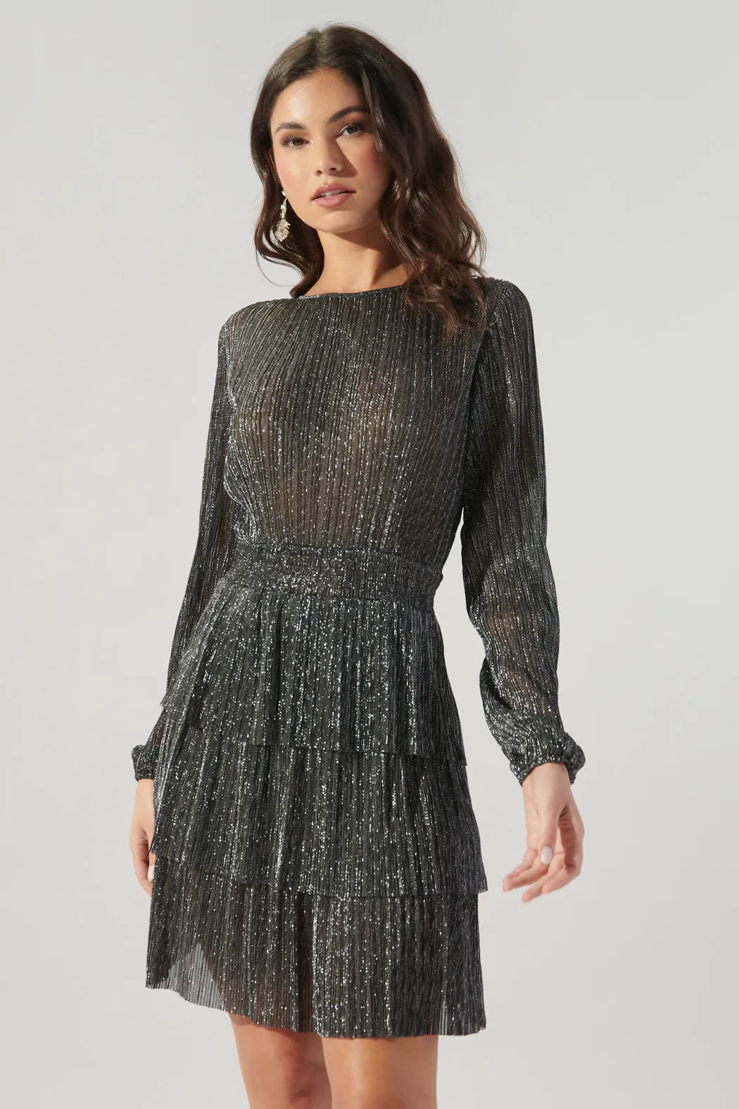 Cheryl Silver Stripe Layered Dress