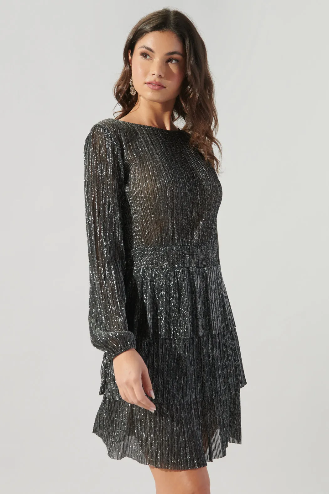 Cheryl Silver Stripe Layered Dress