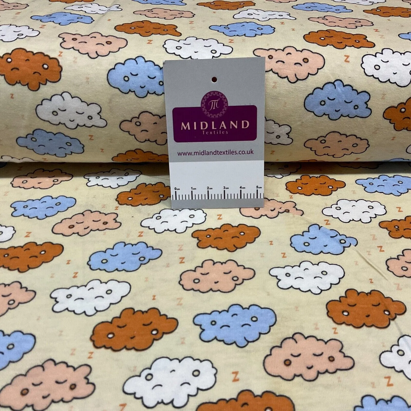 Children's Sleeping Cloud cotton stretch jersey novelty dress fabric M1713