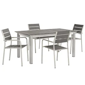 Coast 5-Piece Outdoor Patio Aluminum Wood Dining Set