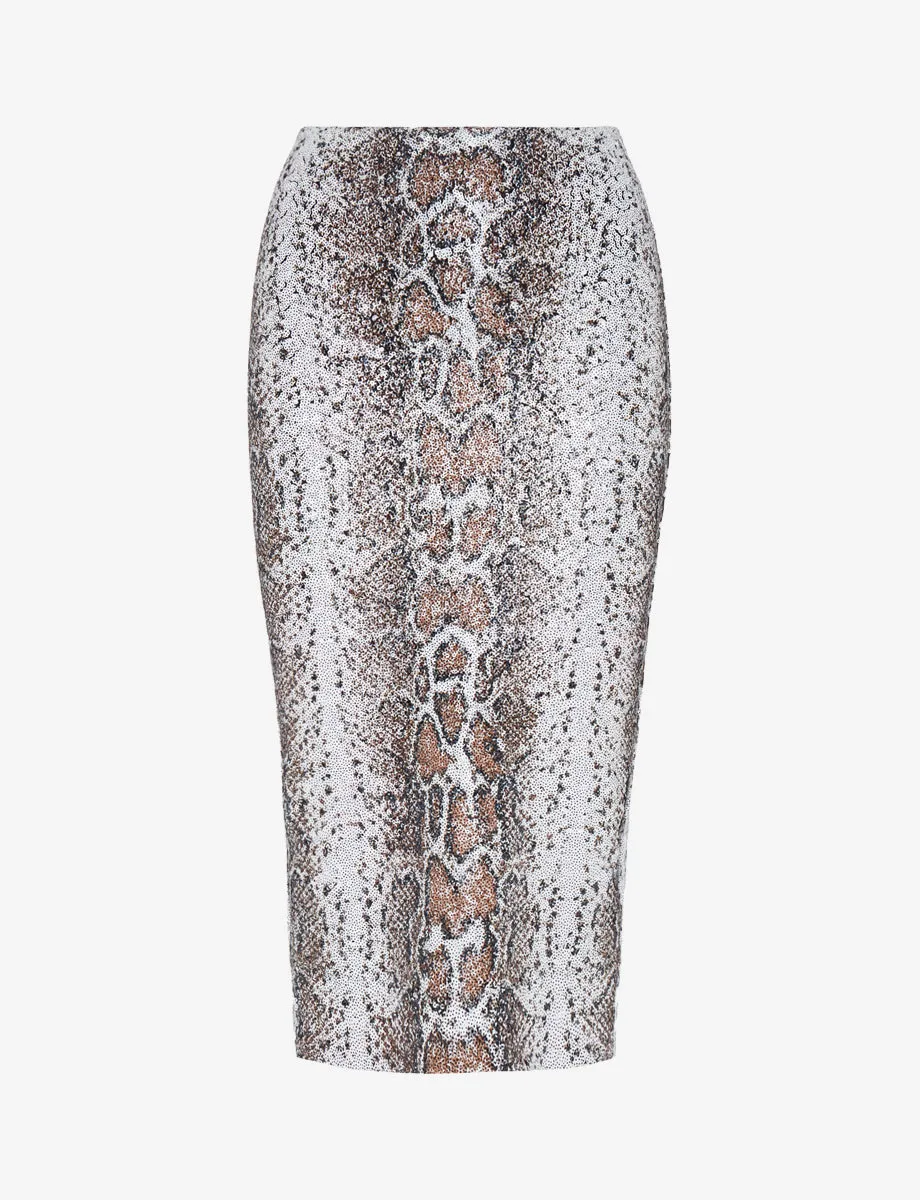 Commando Sequin Animal Midi Skirt in Copper Snake