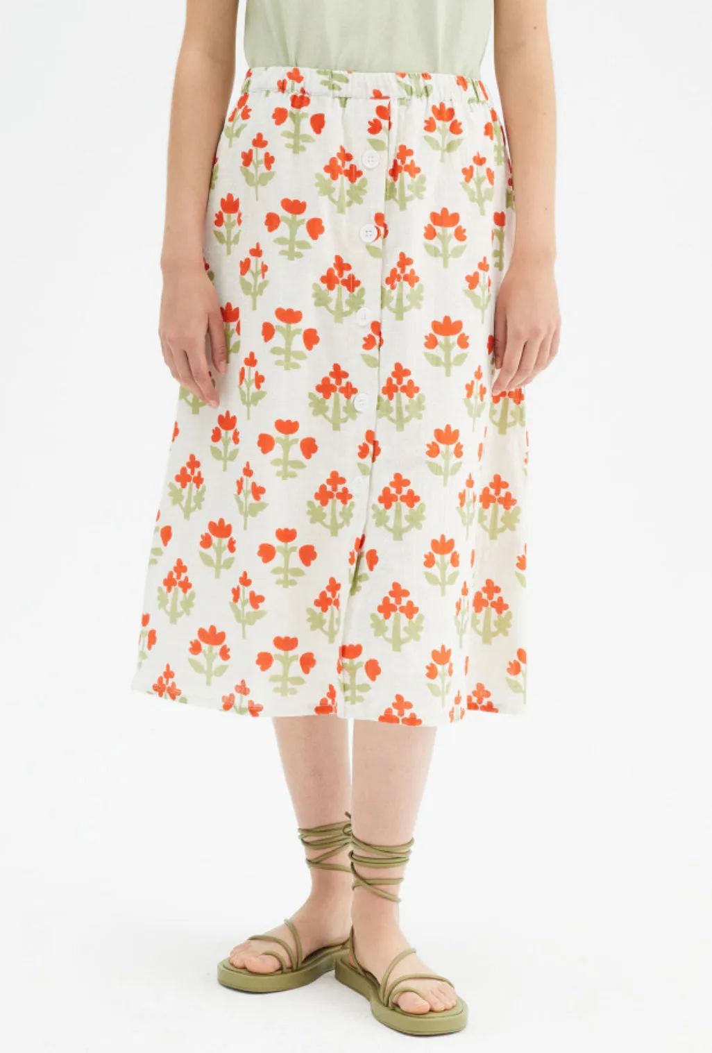 Compania Fantastica Button Detail Floral Skirt