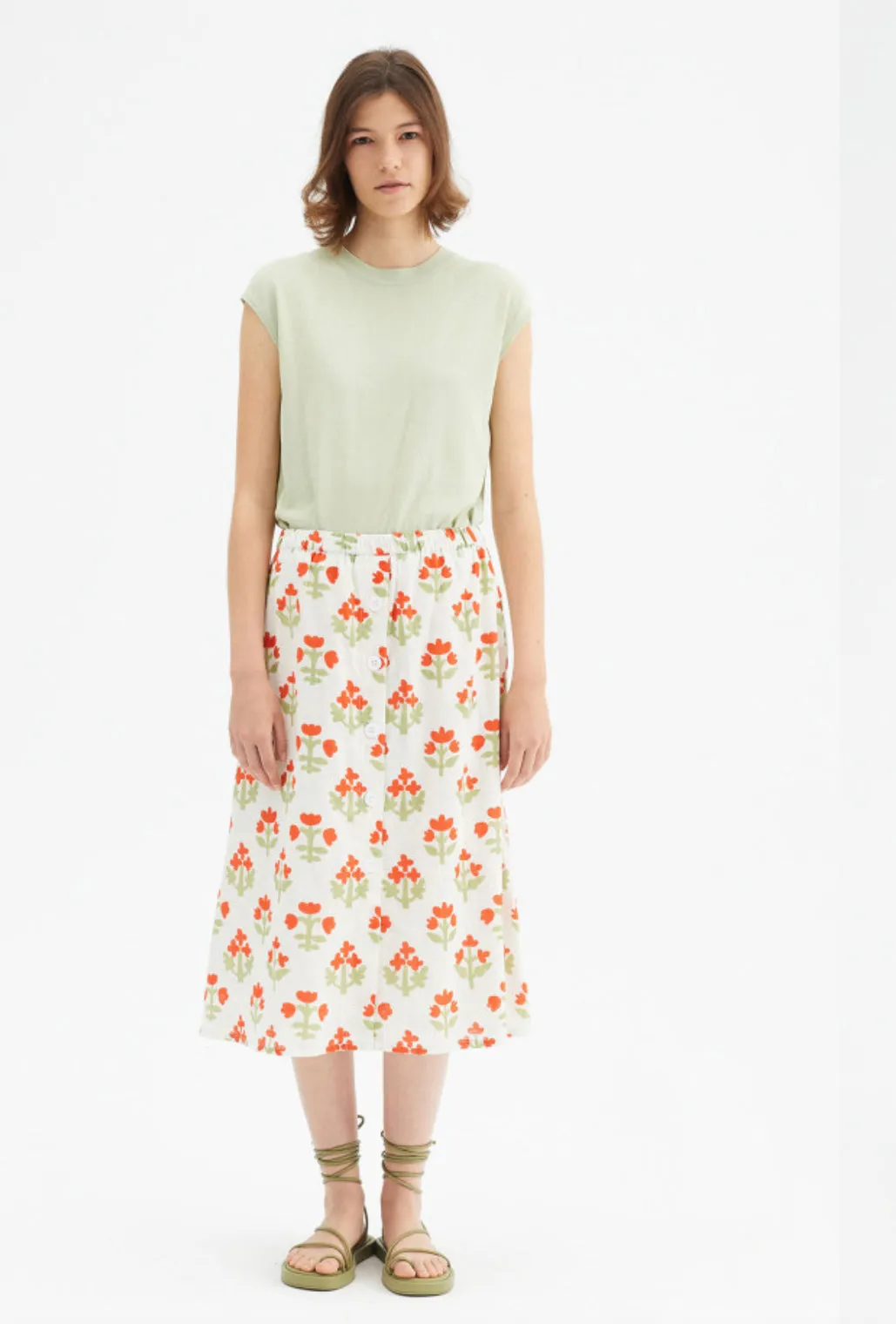 Compania Fantastica Button Detail Floral Skirt