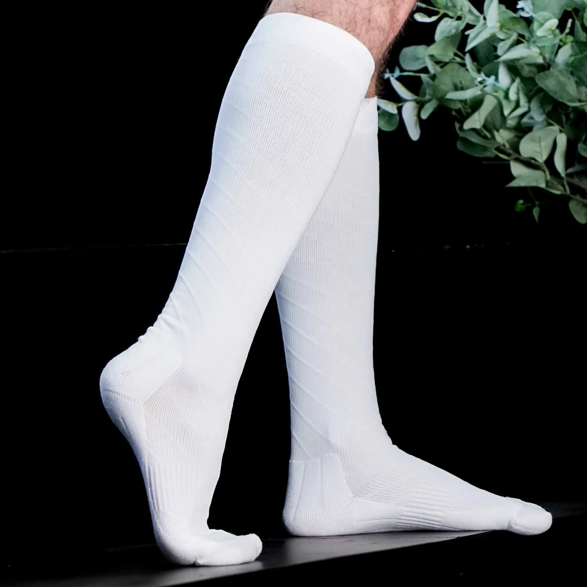 Compression Socks for Men & Women (20-30 mmHg) (Black/White, Pair)