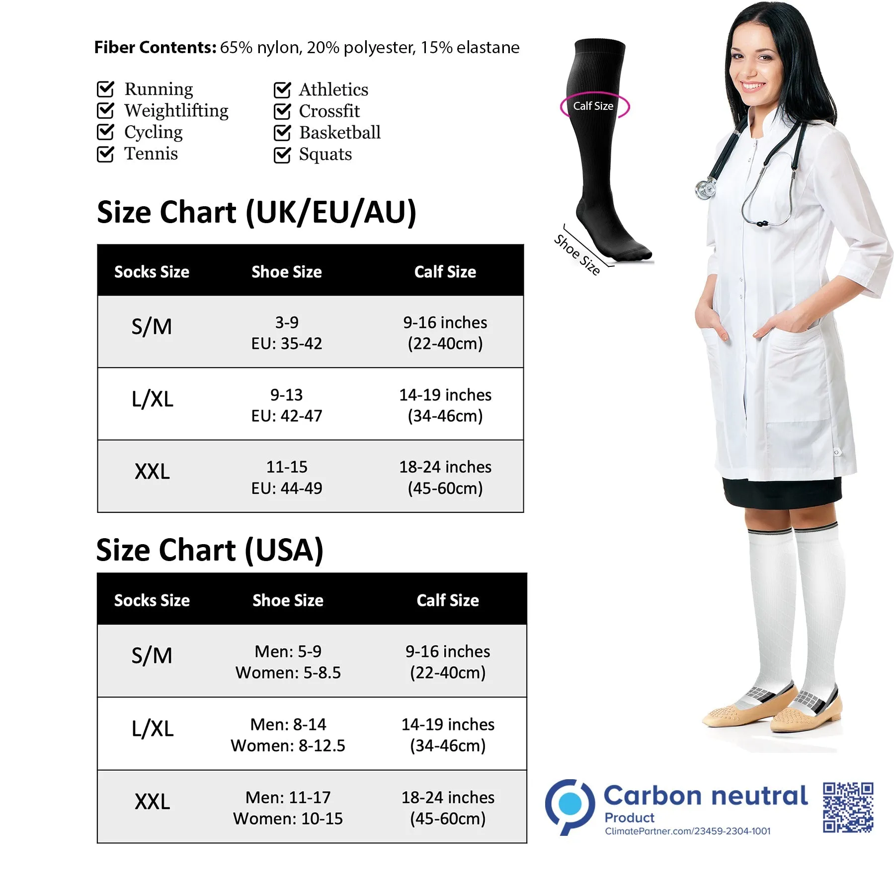 Compression Socks for Men & Women (20-30 mmHg)(Multicolour)