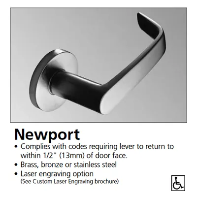 Corbin Russwin ML2010-NSA Passage or Closet Mortise Lock, Newport Lever, A Rose