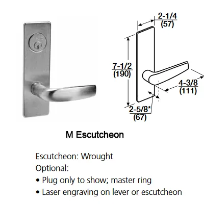 Corbin Russwin ML2010-NSM Passage or Closet Mortise Lock, Newport Lever, M Escutcheon