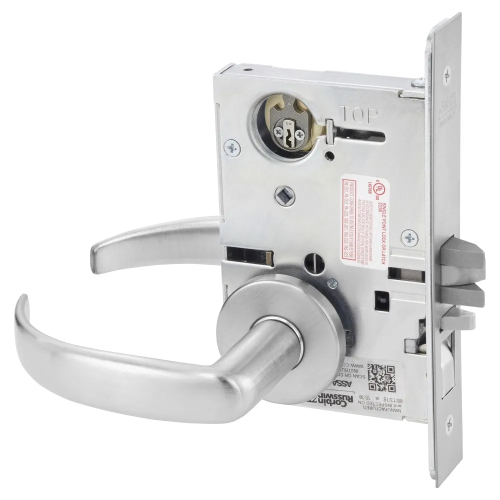 Corbin Russwin ML2051-PSA-626 Entrance or Office Mortise Lock, Princeton Lever, A Rose, Satin Chrome