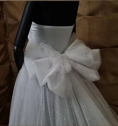 Custom Detachable Glitter Tulle Bow Back Detachable Wedding Skirt All Sizes/Colors